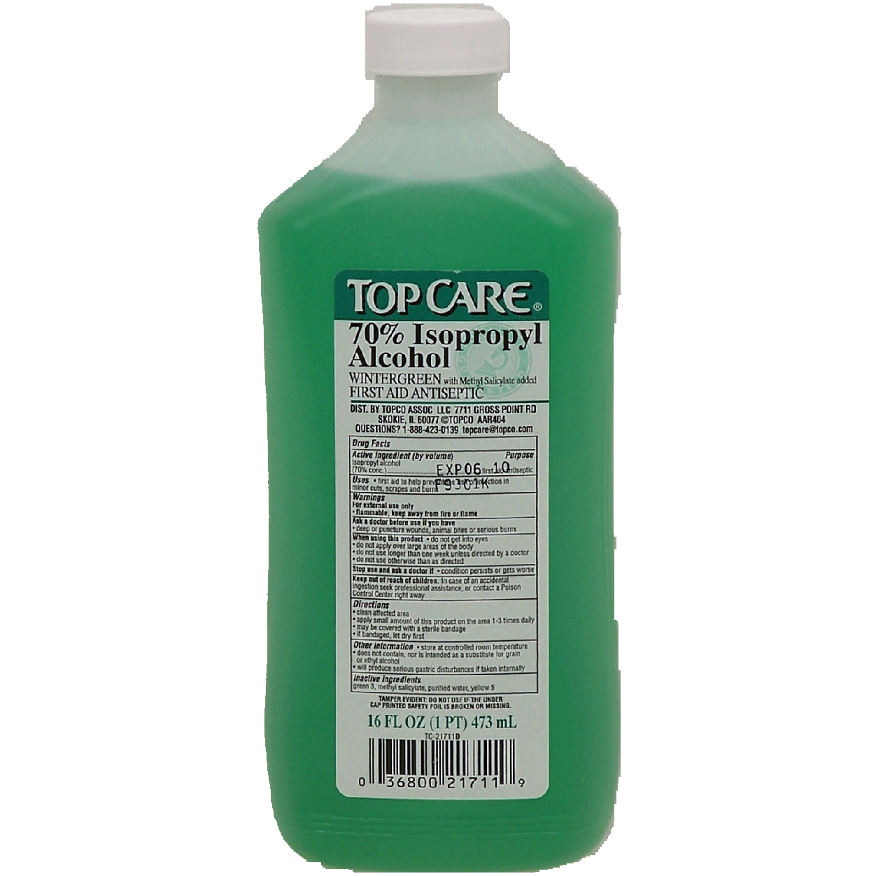 Top Care 70 Percent Isopropyl Alcohol First Aid Antiseptic Wi16fl Oz