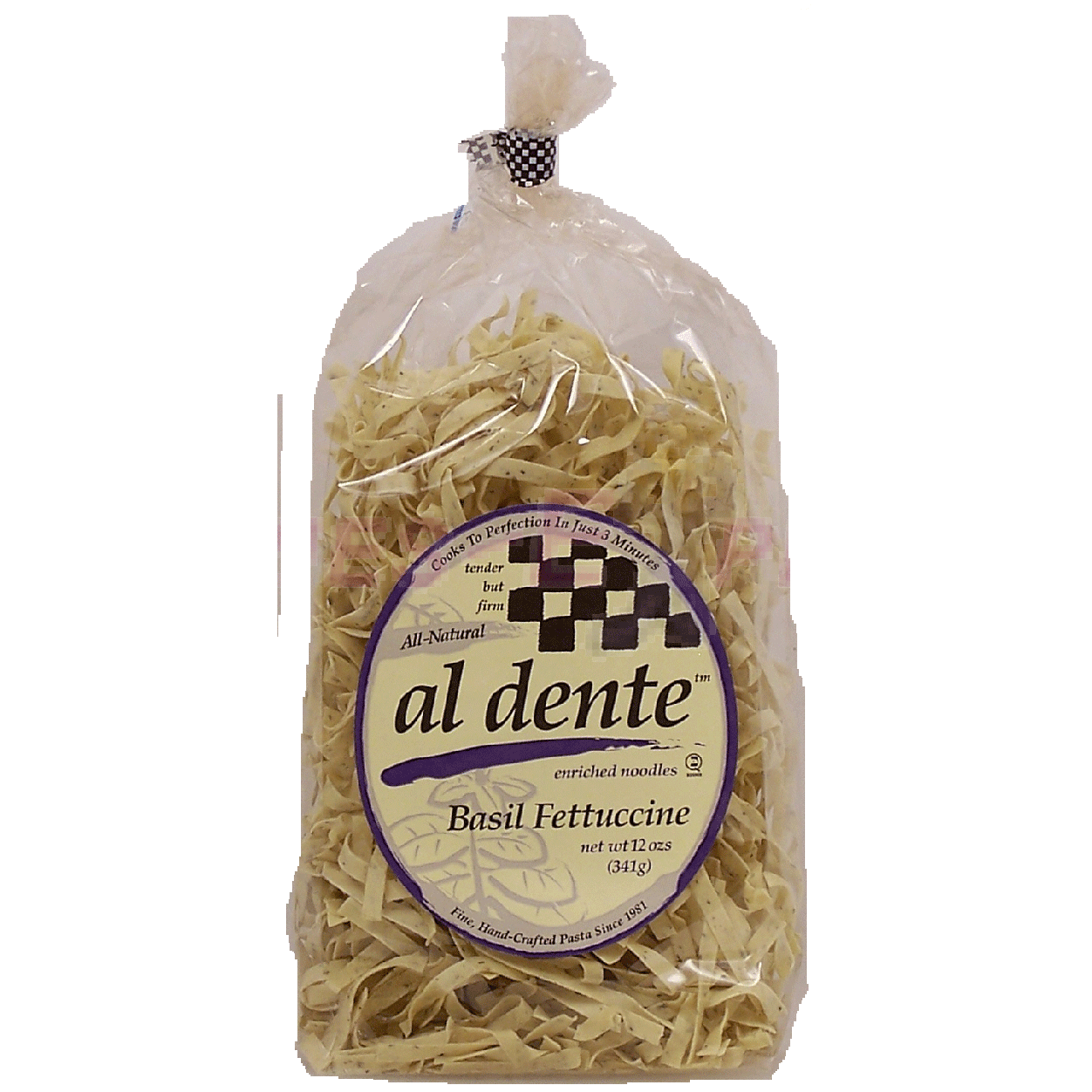 Al Dente Tender But Firm basil fettucini enriched noodles 12oz