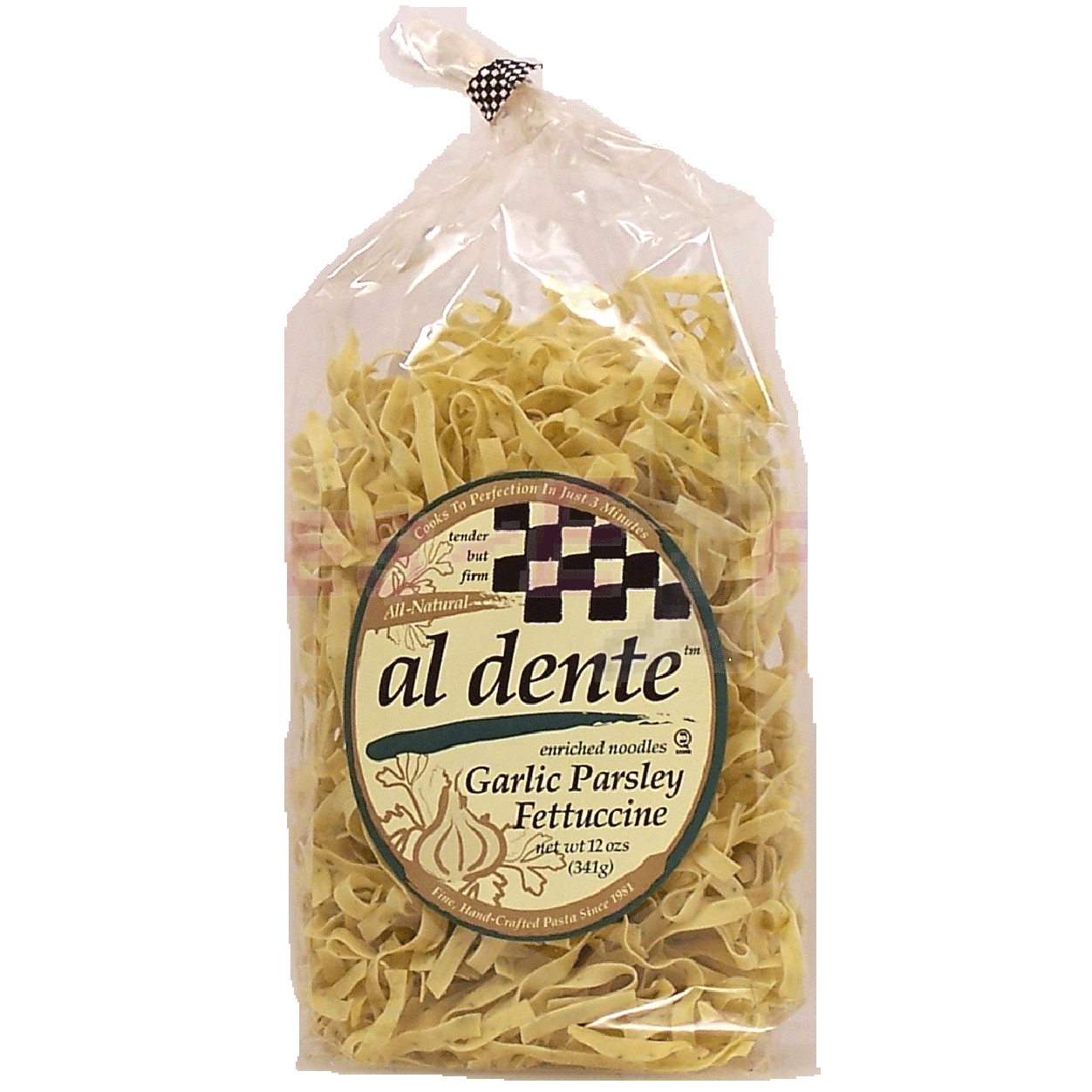 Al Dente Tender But Firm garlic parsley fettuccine pasta 12oz