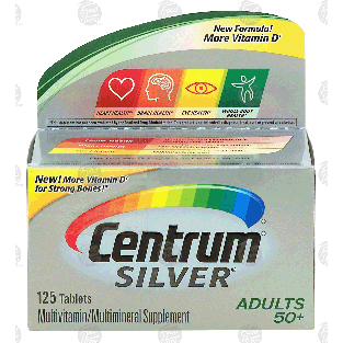 Centrum Silver adults 50+, multivitamin/multimineral, tablets  125ct