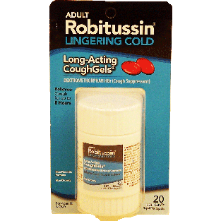 Robitussin Lingering Cold dextromthorphan HBr liqui-gels, relieves20ct
