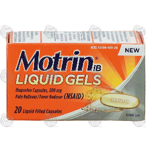 Motrin Liquid Gels ibuprofen capsules, 200 mg, pain reliever/fever 20ct