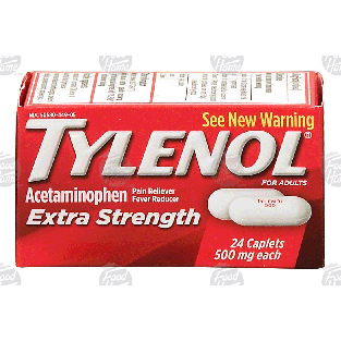 Tylenol Extra Strength acetaminophen pain reliever/fever reducer c 24ct