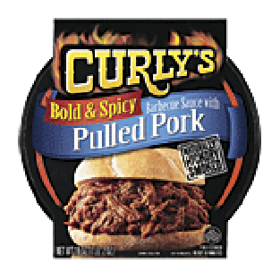 Curly's  pulled pork with bold & spicy barbecue sauce 16oz