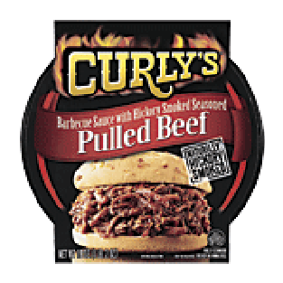 Curly's  pulled beef barbecue sauce with hickory smoked seasoned b18oz