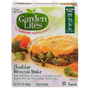 Garden Lites  cheddar broccoli bake; w/broccoli, brown rice & sele7-oz