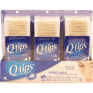 Q-Tips  cotton swabs, 3 625-count packs 1875ct