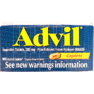 Advil  pain reliever/fever reducer, ibuprofen caplets, 200 mg  100ct