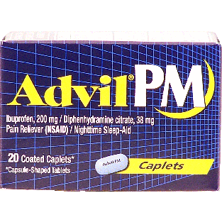 Advil  pain reliever/nighttime sleep aid,buprofen, 200 mg/diphenhy 20ct