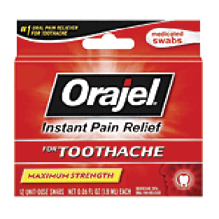 Orajel  maximum toothache & oral pain relief, single-use swabs, 12 12ct