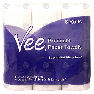 Vee  premium paper towels, 2-ply  6pk