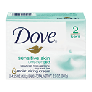 Dove  sensitive skin beauty bar, 1/4 moisturizing cream  2ct