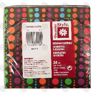Unique Premier Stylz 2-ply beverage napkins, retro dots  24ct