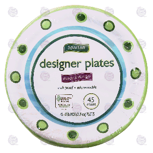 Spartan  designer plates, sturdy & durable, soak proof, microwavab 45ct