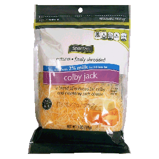 Spartan  colby jack finely shredded cheese made with 2% milk for 1/7oz