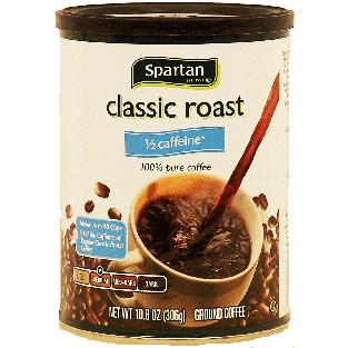 Spartan classic roast 1/2 caffeine medium roast ground coffee 10.8-oz