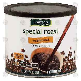 Spartan special roast ground coffee, medium roast, 100% pure co27.8-oz