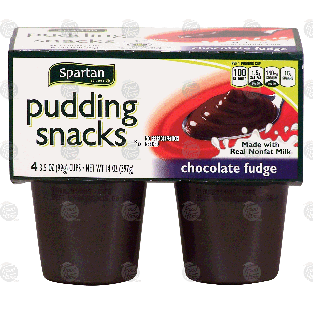 Spartan Pudding Snacks chocolate fudge pudding, 4- 3.5 oz cups 14oz