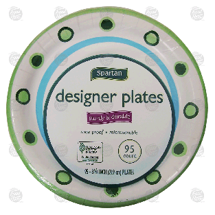 Spartan  designer paper plates, sturdy & durable, soaf proof, micr 95ct