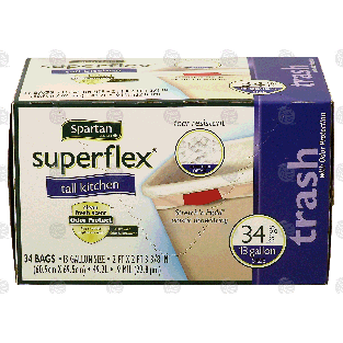Spartan superflex tall kitchen trash bags with odor protection, 13 34ct