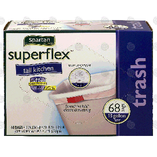 Spartan superflex 13 gallon size tall kitchen trash bags, clean fr 68ct