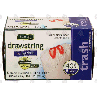 Spartan  tall kitchen drawstring bags with odor protection, clean  40ct