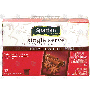 Spartan Single Serve spiced tea drink mix, chai latte, 12 cups 6.35-oz