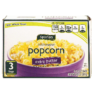 Spartan  extra butter flavor microwave popcorn, 3-bags 9.9oz