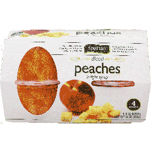 Spartan  diced peaches in natural peach flavored light syrup 4-4 oz4pk