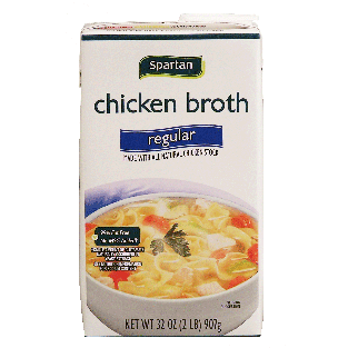 Spartan  chicken broth, regular, 99% fat free 32oz