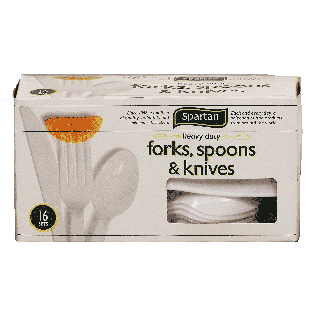 Spartan  heavy duty forks, spoons, & knives, 16 sets 48ct