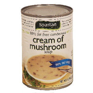 Spartan  cream of mushroom, 98% fat free condensed soup 10.75oz