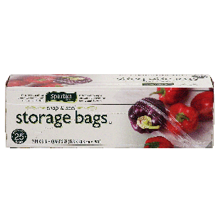 Spartan snap & seal reclosable storage bags, quart size, 7 in x 7  25ct