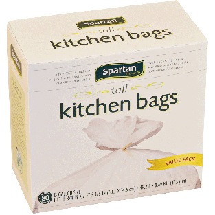 Spartan  tall kitchen bags, 13 gallon size, .69 mil. 80ct