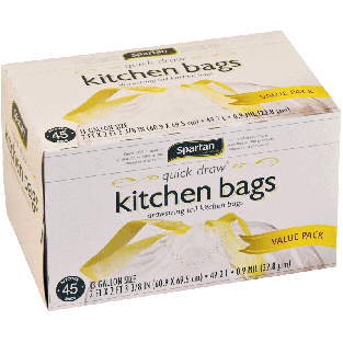 Spartan  quick draw tall kitchen bags, 13 gallon size 45ct