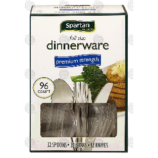 Spartan  full size dinnerware premium strength, 32 spoons, 32 fork 96ct