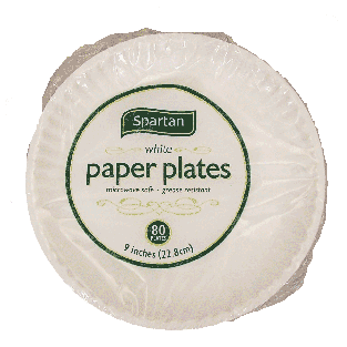 Spartan  9 inch paper plates, grease resistant  80ct