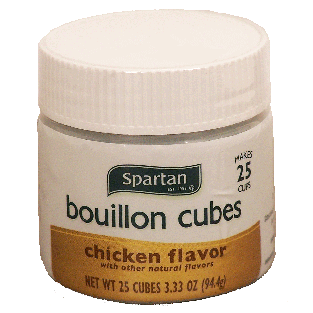 Spartan  naturally flavored chicken bouillon cubes makes 25 cups3.33oz