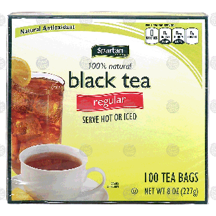 Spartan  100% natural black tea, regular, 100-bags 8-oz