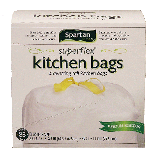 Spartan  superflex drawstring tall kitchen bags, 13 gallon size  38ct