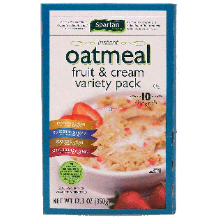Spartan  fruit & cream variety pack instant oatmeal, 10-packets 12.3oz