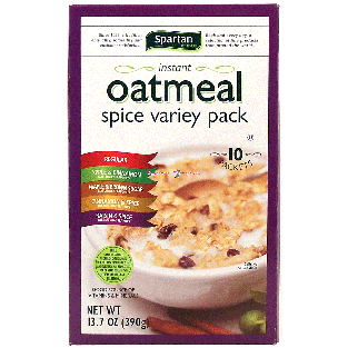 Spartan  spice variety pack instant oatmeal, 10-packets 13.7oz