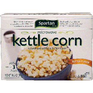 Spartan  microwave kettle corn butter flavor popcorn, 3 pop-in ba9.9oz
