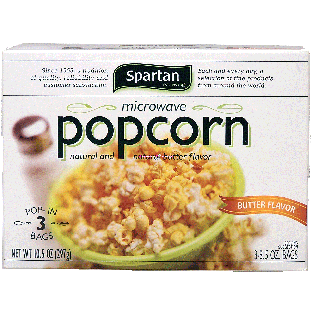 Spartan  butter flavor microwave popcorn, 3 pop-in bags 9.9oz