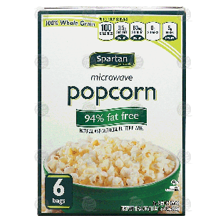 Spartan  94% fat free microwave popcorn, 6 pop-in bags, 100% who17.4oz