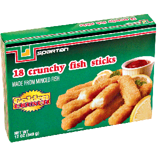 Spartan  18 crunchy breaded fish sticks made from minced fish 12oz