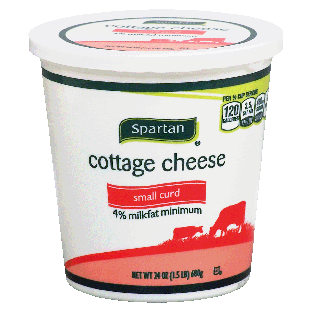 Spartan  small curd cottage cheese, 4% milk fat min. 24oz