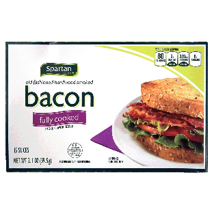 Spartan  hardwood smoked bacon, fully cooked sliced, 15-slices 2.1oz