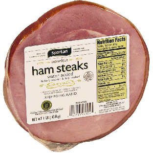 Spartan  boneless ham steaks, hickory smoked & fully cooked 16oz