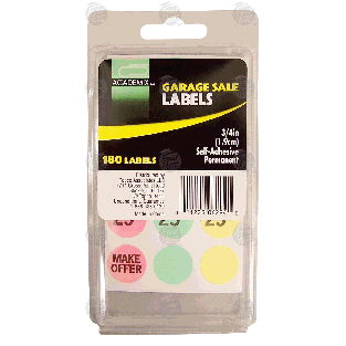 Academix  garage sale labels, 3/4in self-adhesive permanent  180ct